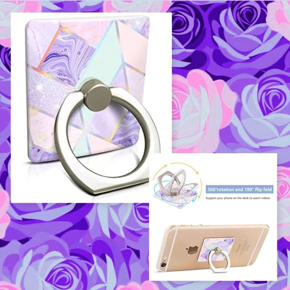 IPhone 8 Plus Holographic Geometric Marble Case & Matching Phone Ring Holder - Picture 8 of 12